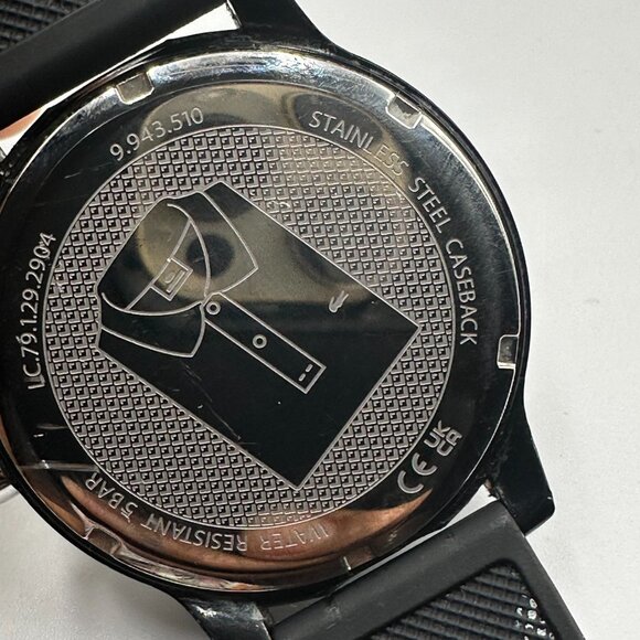 Lacoste Watch Men Black 42MM Round Dial Silicone Band New Battery 9.5" - Picture 9 of 12